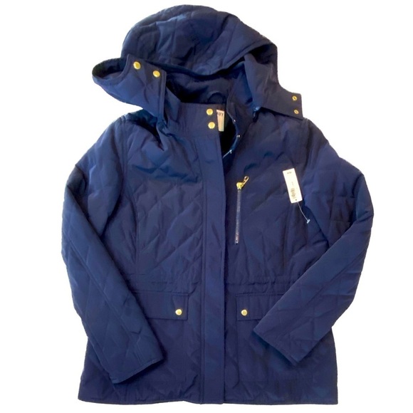 Old Navy Quilted Navy Jacket w/Hoodie Size Large - Picture 1 of 13